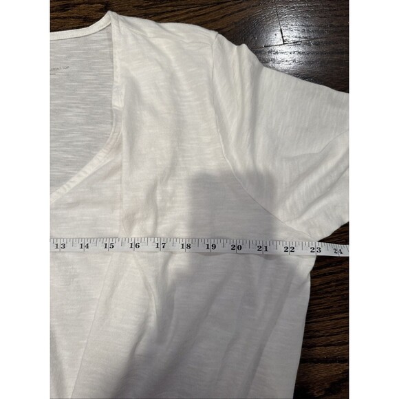 Pure J.Jill Blouse Large White Button Up Criss Cross Crossover Front V Neck - Picture 7 of 9